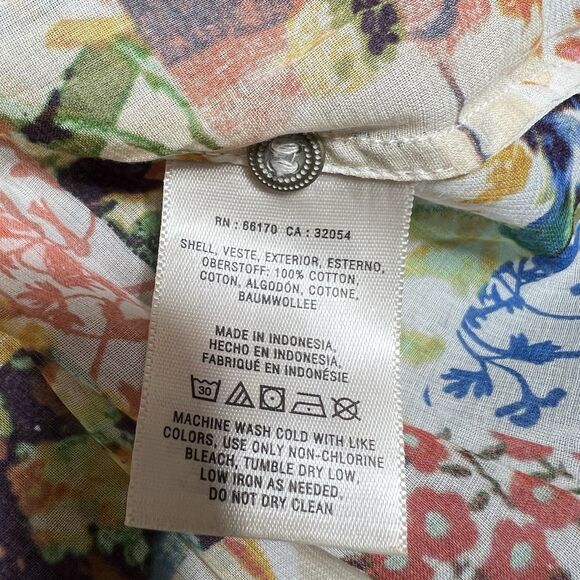 Maeve Anthropologie Blouse 10 Floral Abella Pintuck  Roll Tab Sleeve Crochet - Picture 9 of 12